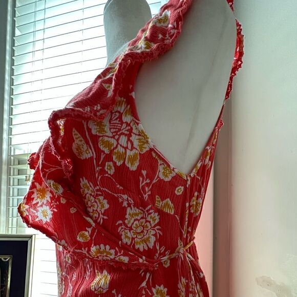 LOFT BEACH Floral Wrap Dress Size Large - Picture 5 of 9
